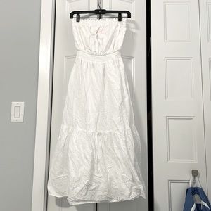 Lilly Pulitzer white midi strapless dress size small S worn once